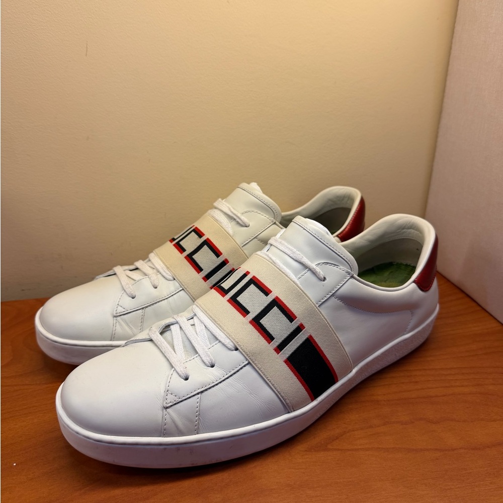 Gucci Cream and White Logo Sneakers